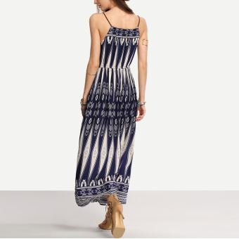 Bohemian Style Summer Women Strap Print Long Maxi Beach Dress July 2018 - 4 Bohemian Style Summer Women Strap Print Long Maxi Beach Dress - 4