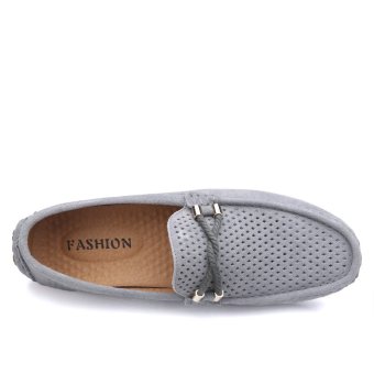 Breathable Genuine Leather Men's Loafers - Grey June 2018 - 3 Breathable Genuine Leather Men's Loafers - Grey - 3