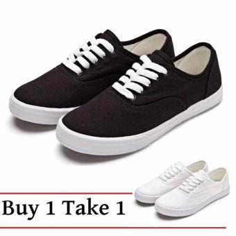 Buy 1 Take 1 Canvas Sneakers For Women - Black White April 2018 - 2 Buy 1 Take 1 Canvas Sneakers for Women - Black White - 2