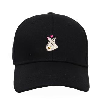Cap City Korean Style Heart Finger Gesture Embroidery Baseball Cap (Black) June 2018 - 2 Cap City Korean Style Heart Finger Gesture Embroidery Baseball Cap (Black) - 2