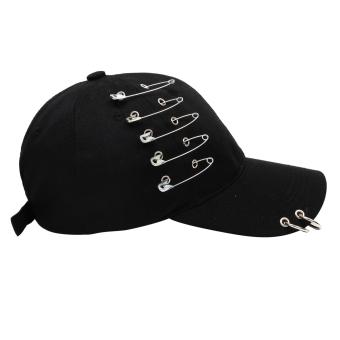 Cap City Korean Style With 5 Pins And 2 Ring Pierce Design Baseball Cap (Black) June 2018 - 3 Cap City Korean Style with 5 Pins and 2 Ring Pierce Design Baseball Cap (Black) - 3
