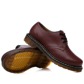 CLZQ Fashion Low Cut Shoes 2017 Oxfords Shoes For Men And WomenUnisex Lace Up Genuine Leather Shoes (Red) - Intl April 2018 - 3 CLZQ Fashion Low Cut Shoes 2017 Oxfords Shoes for Men and WomenUnisex Lace Up Genuine Leather Shoes (Red) - intl - 3