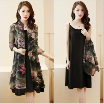 COCOEPPS Vintage Floral Printed Women Dress 2017 Summer 2 Pieces Dresses Suits Korean Style Vestidos - Intl June 2018 - 2 COCOEPPS Vintage Floral Printed Women Dress 2017 Summer 2 pieces Dresses Suits Korean Style Vestidos - intl - 2