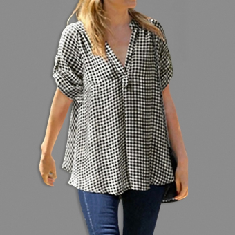 Cocotina Trendy Maternity Women Loose Short Sleeve T Shirts Casual Blouse Pregnant Check Print Tops (Black & White) - Intl June 2018 - 2 Cocotina Trendy Maternity Women Loose Short Sleeve T Shirts Casual Blouse Pregnant Check Print Tops (Black & White) - intl - 2