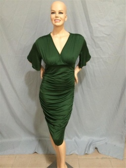 Cool Cool Women's Plus Size Sexy Fashion Casual V-Neck Dress(Green)- Intl June 2018 - 3 Cool Cool Women's Plus Size Sexy Fashion Casual V-Neck Dress(Green)- intl - 3