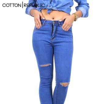 Cotton Republic Classy Denim Ripped Denim Jeans - Selena (DenimBlue) July 2018 - 2 Cotton Republic Classy Denim Ripped Denim Jeans - Selena (DenimBlue) - 2