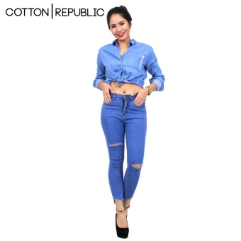 Cotton Republic Classy Denim Ripped Denim Jeans - Selena (DenimBlue) July 2018 - 3 Cotton Republic Classy Denim Ripped Denim Jeans - Selena (DenimBlue) - 3