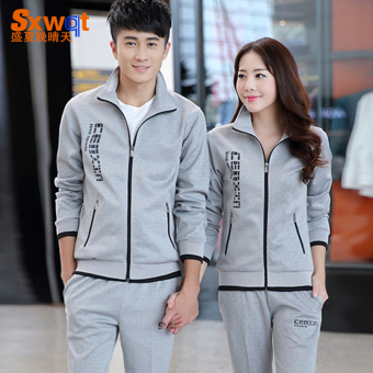 Buy Couple's Korean-style men running hoodie casual clothes (Men gray ...