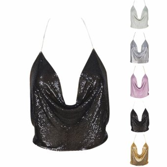 Elegant Metal Crop Top 2017 Summer Style Backless Bralette BeachHalter Gold Sequined Party Club Women Tank Top Camisole - Intl June 2018 - 4 Elegant Metal Crop Top 2017 Summer Style Backless Bralette BeachHalter Gold Sequined Party Club Women Tank Top Camisole - intl - 4