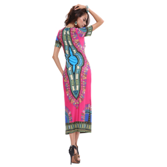 Elegant Thailand National Style Flora Print Casual Dresses Long Traveling Wild Party Dress June 2018 - 3 Elegant Thailand National Style Flora Print Casual Dresses Long Traveling Wild Party Dress - 3