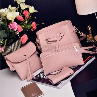 EsoGoal Women's PU Leather Handbag+Shoulder Bag+Purse+Card Holder 4pcs Set Tote Pink - Intl June 2018 - 3 EsoGoal Women's PU Leather Handbag+Shoulder Bag+Purse+Card Holder 4pcs Set Tote Pink - intl - 3