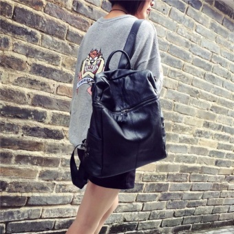Fashion Backpacks PU Leather Handbag Korean Fashion Leisure Travel Female Backpack Can Handbag Forteenagers Ladies Girl Back Pack Bagpack Mochila (black) - Intl June 2018 - 4 Fashion Backpacks PU leather handbag Korean fashion leisure travel female backpack can handbag Forteenagers Ladies Girl Back Pack Bagpack Mochila (black) - intl - 4