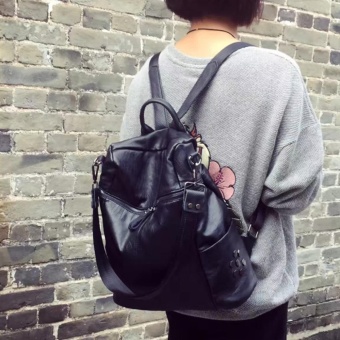 Fashion Backpacks PU Leather Handbag Korean Fashion Leisure Travel Female Backpack Can Handbag Forteenagers Ladies Girl Back Pack Bagpack Mochila (black) - Intl June 2018 - 3 Fashion Backpacks PU leather handbag Korean fashion leisure travel female backpack can handbag Forteenagers Ladies Girl Back Pack Bagpack Mochila (black) - intl - 3