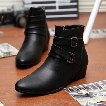Fashion Men's Pointed Toe Leather Ankle Boots High Grade Men Martin Boot (Black) - Intl June 2018 - 2 Fashion Men's Pointed Toe Leather Ankle Boots High Grade Men Martin Boot (Black) - intl - 2