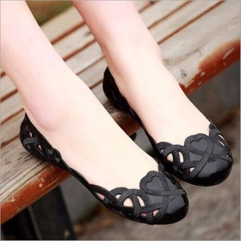 Fashion Women Casual Flats Shoes Crystal Jelly Hollow Slip-on Sandals Flip Flops BLACK - Intl June 2018 - 2 Fashion Women Casual Flats Shoes Crystal Jelly Hollow Slip-on Sandals Flip Flops BLACK - intl - 2