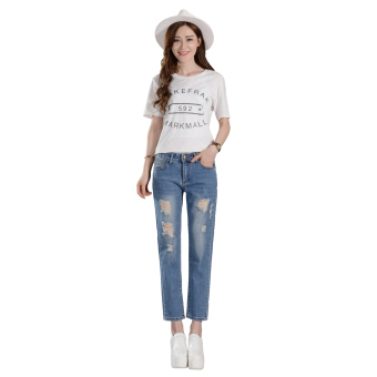 Girl Jeans Stright Casual Blue Show Ankle Cropped Jeans June 2018 - 2 Girl jeans stright casual blue show ankle cropped jeans - 2
