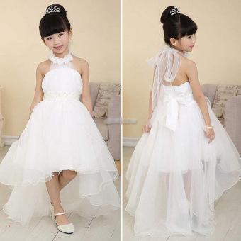 Girls Princess Wedding Party Pageant Tulle Dresses White June 2018 - 4 Girls Princess Wedding Party Pageant Tulle Dresses White - 4