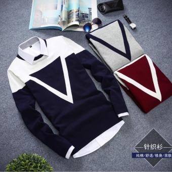 Good Quality Winter Autumn O-neck Long Sleeve Triangle Men Sweater(Red) - Intl June 2018 - 2 Good Quality Winter Autumn O-neck Long Sleeve Triangle Men Sweater(Red) - intl - 2