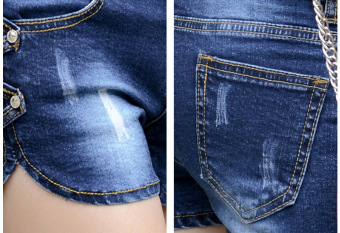 Grandwish Women Falbala Leather Pans Denim Shorts Slim 26-31 (Blue)- Intl June 2018 - 5 Grandwish Women Falbala Leather Pans Denim Shorts Slim 26-31 (Blue)- Intl - 5