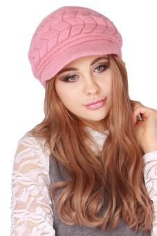 Hang-Qiao Warm Women Knitted Beret Hat Autumn Winter Cap Pink April 2018 - 4 Hang-Qiao Warm Women Knitted Beret Hat Autumn Winter Cap Pink - 4