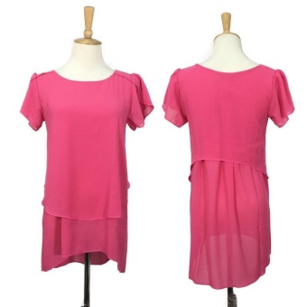 Hang-Qiao Women Loose Shirt O-Neck Chiffon Short Sleeve Blouse(Rose) - Intl June 2018 - 2 Hang-Qiao Women Loose Shirt O-Neck Chiffon Short Sleeve Blouse(Rose) - intl - 2