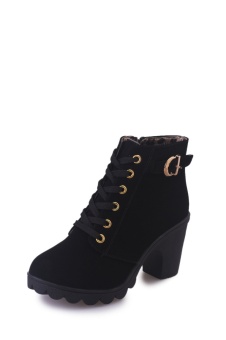 Hanyu Autumn Winter Women Lady PU Leather High Heel Martin Ankle Zipper Boots Shoes Black - Intl June 2018 - 5 Hanyu Autumn Winter Women Lady PU Leather High Heel Martin Ankle Zipper Boots Shoes Black - intl - 5