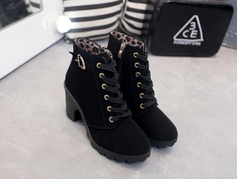 Hanyu Autumn Winter Women Lady PU Leather High Heel Martin Ankle Zipper Boots Shoes Black - Intl June 2018 - 2 Hanyu Autumn Winter Women Lady PU Leather High Heel Martin Ankle Zipper Boots Shoes Black - intl - 2