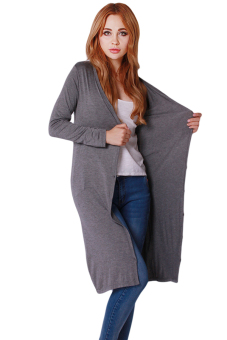 Hanyu Casual Long Knitting Cardigans Knitwear For Women Dark Grey - Intl June 2018 - 2 Hanyu Casual Long Knitting Cardigans Knitwear For Women Dark Grey - intl - 2