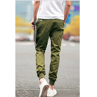 Hanyu Cotton Solid Causal Trouser Pants For Men Green June 2018 - 3 Hanyu Cotton Solid Causal Trouser Pants for Men Green - 3