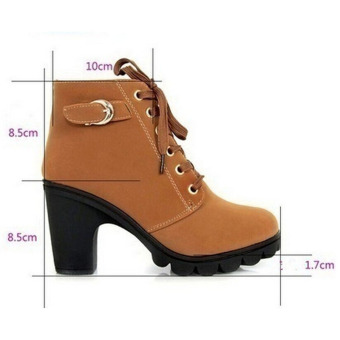 Hanyu Thick PU Leather High Heel Zipper Martin Ankle Boots For Women Yellow June 2018 - 4 Hanyu Thick PU Leather High Heel Zipper Martin Ankle Boots for Women Yellow - 4