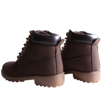 Hanyu Winter Shoes PU Leather Patchwork Strapped Flat Fashion Women Boots Brown June 2018 - 4 Hanyu Winter Shoes PU Leather Patchwork Strapped Flat Fashion Women Boots Brown - 4