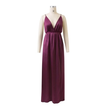 Hanyu Women Sexy Satin Strapless Dress V-Neck Fashion Long Party Dresses (Rose) June 2018 - 3 Hanyu Women Sexy Satin Strapless Dress V-Neck Fashion Long Party Dresses (Rose) - 3