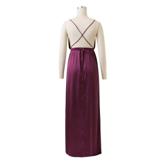 Hanyu Women Sexy Satin Strapless Dress V-Neck Fashion Long Party Dresses (Rose) June 2018 - 5 Hanyu Women Sexy Satin Strapless Dress V-Neck Fashion Long Party Dresses (Rose) - 5