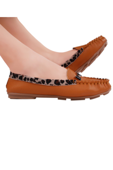 HengSong Leopard Grain Leisure Soft Leather Doug Shoes Flat ShoesYellow June 2018 - 3 HengSong Leopard Grain Leisure Soft Leather Doug Shoes Flat ShoesYellow - 3