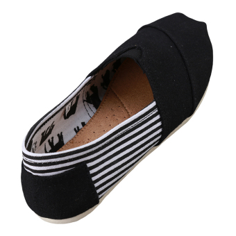 HengSong Tom Thomas Canvas Shoes Stripe Flat Casual Shoes Couple Lover Shoes Black - Intl June 2018 - 3 HengSong Tom Thomas Canvas Shoes Stripe Flat Casual Shoes Couple Lover Shoes Black - Intl - 3