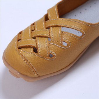 HengSong Women's PU Leather Hollow-Out Flat Shoes Yellow - Intl June 2018 - 5 HengSong Women's PU Leather Hollow-Out Flat Shoes Yellow - Intl - 5