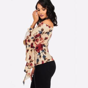 Hequ Off-Shoulder Long Sleeve Tops Shirt With Choker Apricot - Intl June 2018 - 3 Hequ Off-Shoulder Long Sleeve Tops Shirt with Choker Apricot - intl - 3