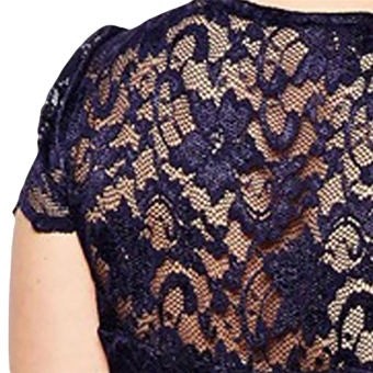 Hequ Women Short Sleeve V-Neck Lace Midi Dress Navy Blue June 2018 - 4 Hequ Women Short Sleeve V-Neck Lace Midi Dress Navy Blue - 4
