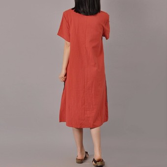 Hot Sale ZANZEA Women Dress 2 Colors Summer Sexy Ladies Short Sleeve Vintage Splice Casual Loose Dresses Vestidos Plus Size(Orange Red) - Intl June 2018 - 2 Hot Sale ZANZEA Women Dress 2 Colors Summer Sexy Ladies Short Sleeve Vintage Splice Casual Loose Dresses Vestidos Plus Size(Orange Red) - intl - 2