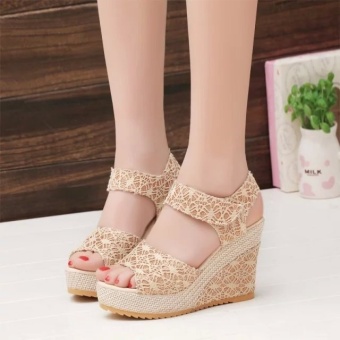 Hot Style Fashion Career Women Wedge Sandals Fish Mouth Thick Bottom Lace Sponge With Summer New Velcro For Women's Shoes - Intl June 2018 - 2 Hot style fashion career women wedge sandals fish mouth thick bottom lace sponge with summer new Velcro for women's shoes - intl - 2