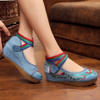 Indoor Outdoor Shoes For Women Lady Girls 2017 Embroidered FabricFashion Heighten Shoes Spring Flat Casual Running Shoes - Intl June 2018 - 2 Indoor Outdoor Shoes for Women Lady Girls 2017 Embroidered FabricFashion Heighten Shoes Spring Flat Casual Running Shoes - intl - 2