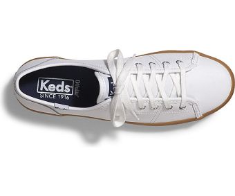 Keds Ladies Kickstart Leather Sneakers (White/Gum) June 2018 - 2 Keds Ladies Kickstart Leather Sneakers (White/Gum) - 2