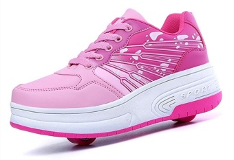 Kids Double Wheels Skate Shoe Fashion Roller Sneakers BirthdayGift(Pink) - Intl June 2018 - 2 Kids Double Wheels Skate Shoe Fashion Roller Sneakers BirthdayGift(Pink) - intl - 2