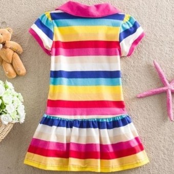 Kids Girls Peppa Pig Striped Rainbow T-Shirt Skirt Child ShortSleeve Dress - Intl July 2018 - 3 Kids Girls Peppa Pig Striped Rainbow T-Shirt Skirt Child ShortSleeve Dress - intl - 3