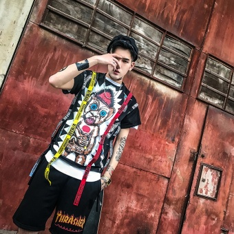 Korean Street BF Wind, Half Sleeve Man Gd, Quan Zhilong Same ShortSleeved T-shirt, Personality Trend Coat, Hip-hop Loose Tee - Intl June 2018 - 4 Korean Street BF Wind, Half Sleeve Man Gd, Quan Zhilong Same ShortSleeved T-shirt, Personality Trend Coat, Hip-hop Loose Tee - intl - 4