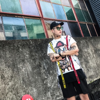 Korean Street BF Wind, Half Sleeve Man Gd, Quan Zhilong Same ShortSleeved T-shirt, Personality Trend Coat, Hip-hop Loose Tee - Intl June 2018 - 5 Korean Street BF Wind, Half Sleeve Man Gd, Quan Zhilong Same ShortSleeved T-shirt, Personality Trend Coat, Hip-hop Loose Tee - intl - 5