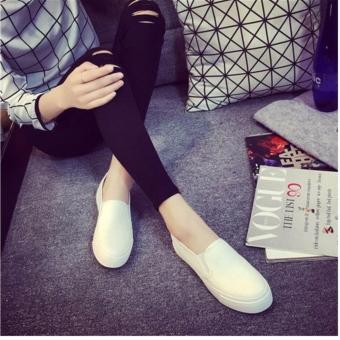 Korean Style Fashion Women Slip On Loafers - White June 2018 - 4 Korean Style Fashion Women Slip On Loafers - White - 4