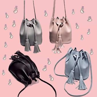 Korean Tassel Drawstring Bucket Bag Cross-body Sling Bag, Dark Gray June 2018 - 3 Korean Tassel Drawstring Bucket Bag Cross-body Sling Bag, Dark Gray - 3