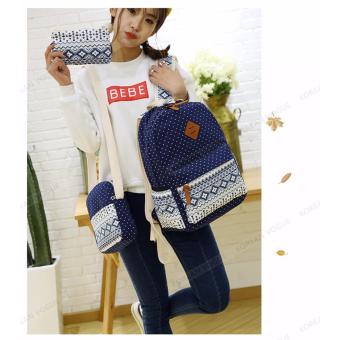 KOREAN VOGUE KV3004 Nylon Polka Dots 3 Pieces Backpack Shoulder Bag Set (Light Blue) June 2018 - 3 KOREAN VOGUE KV3004 Nylon Polka Dots 3 Pieces Backpack Shoulder Bag Set (Light Blue) - 3