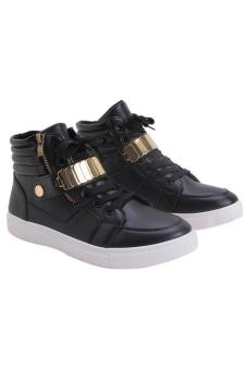 LALANG Men PU Leather Sneakers High Cut Sports Shoes Black June 2018 - 2 LALANG Men PU Leather Sneakers High Cut Sports Shoes Black - 2